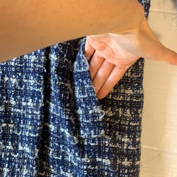 J Crew Blue and Grey Asymmetrical Wool Zip Coat - Picture 8 of 9